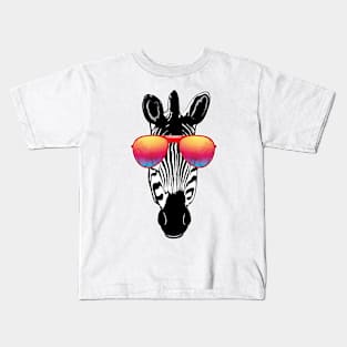 Summer Party Zebra With Sunglasses Kids T-Shirt